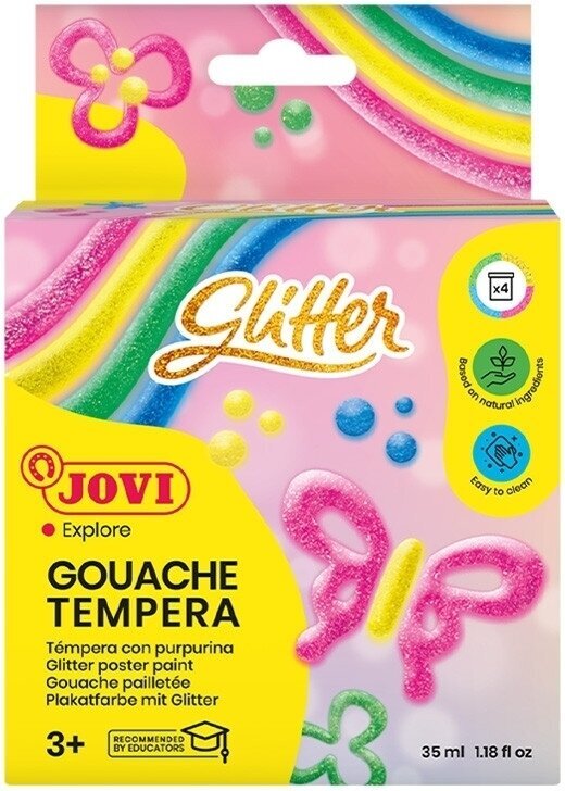 Tempera Paint Jovi Premium En uppsättning temperafärger Glitter 4 x 35 ml