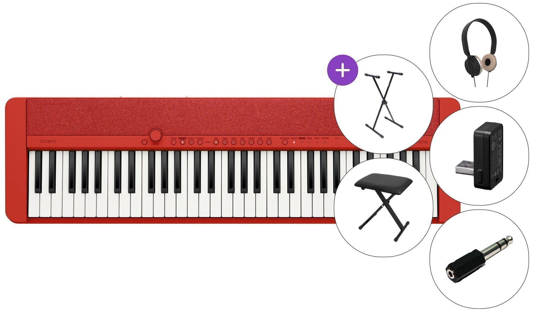 Keyboard met aanslaggevoeligheid Casio CT-S1 Red SET