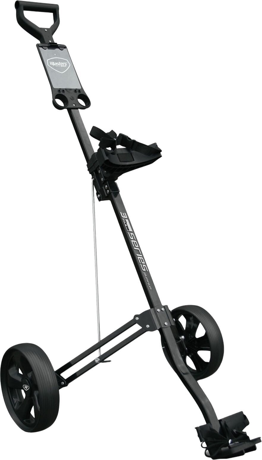 Handmatige golftrolley Masters Golf 3 Series Aluminium 2 Wheel Pull Trolley Black Handmatige golftrolley