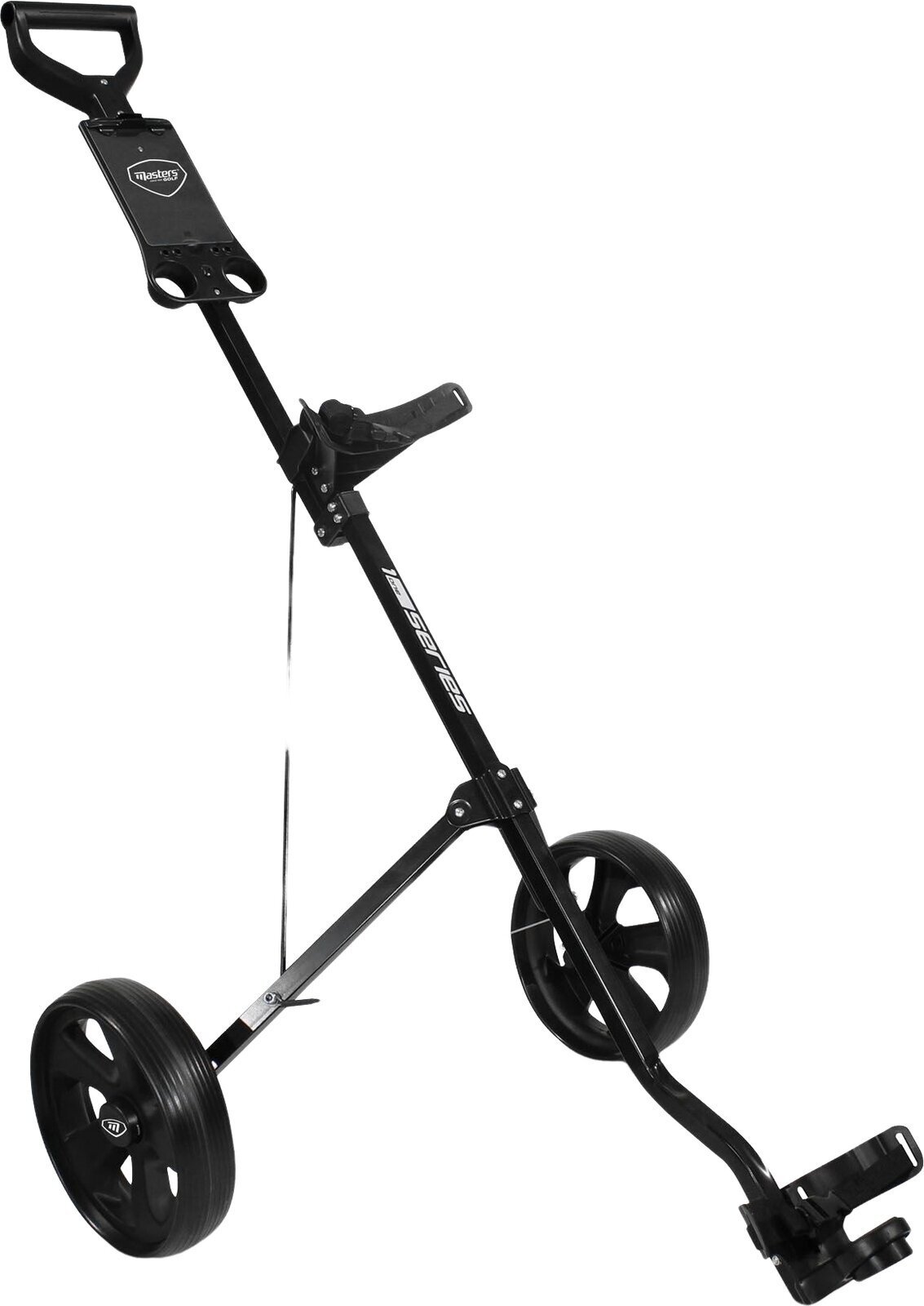 Ročni voziček za golf Masters Golf 1 Series 2 Wheel Pull Trolley Black Ročni voziček za golf