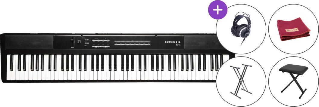 Digitralni koncertni pianino Kurzweil Ka S1 Black SET Digitralni koncertni pianino