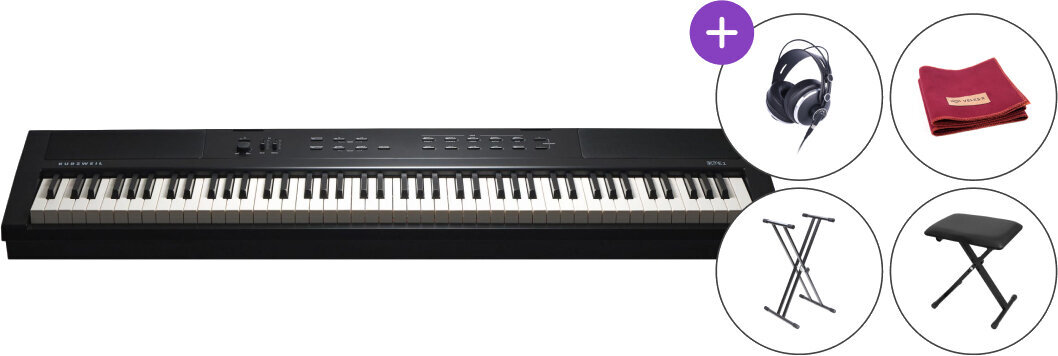 Színpadi zongora Kurzweil Ka E1 Black SET Színpadi zongora