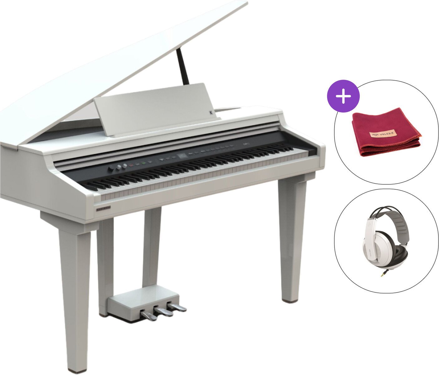Piano de cola grand digital Kurzweil CUP G1 SET Blanco Piano de cola grand digital