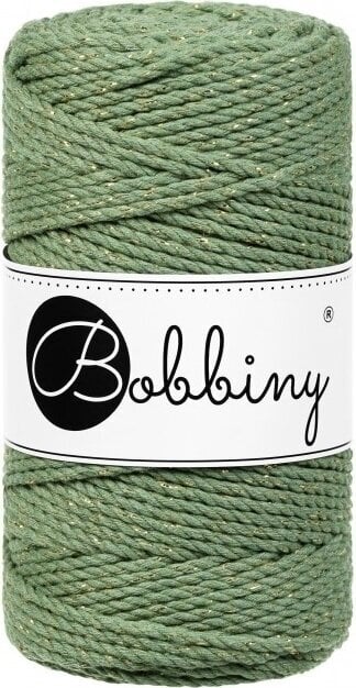 Naru Bobbiny 3PLY Macrame Rope 3 mm 100 m Golden Eucalyptus Green Naru