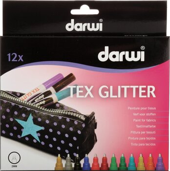 Filtpen Darwi Tex Fabric Glitter Marker Set Sæt med tekstilmarkører Mix 12 x 6 ml - 1