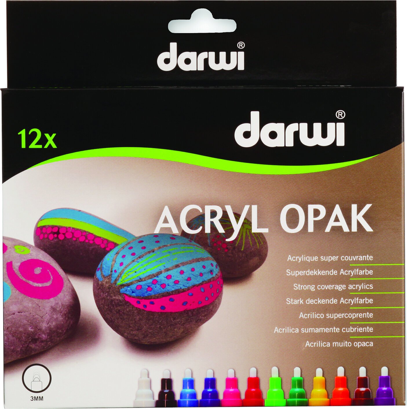 Felt-Tip Pen Darwi Acryl Opak Marker Set Mix 12 x 6 ml