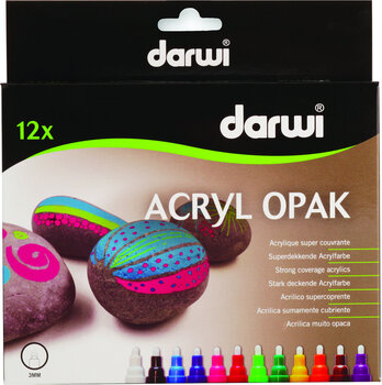 Viltstift Darwi Acryl Opak Marker Set Mix 12 x 6 ml - 1