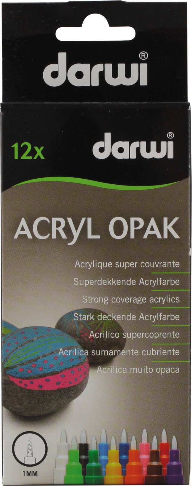 Viltstift Darwi Acryl Opak Marker Set Mix 12 x 3 ml