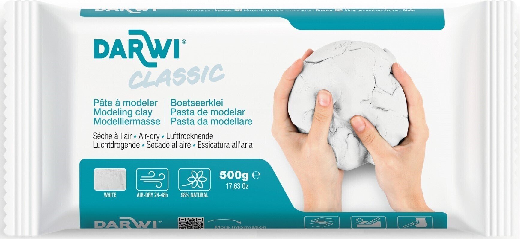 Pâtes à modeler autoséchantes Darwi The Self-Hardening Modelling Clay Classic Pâtes à modeler autoséchantes White 500 g