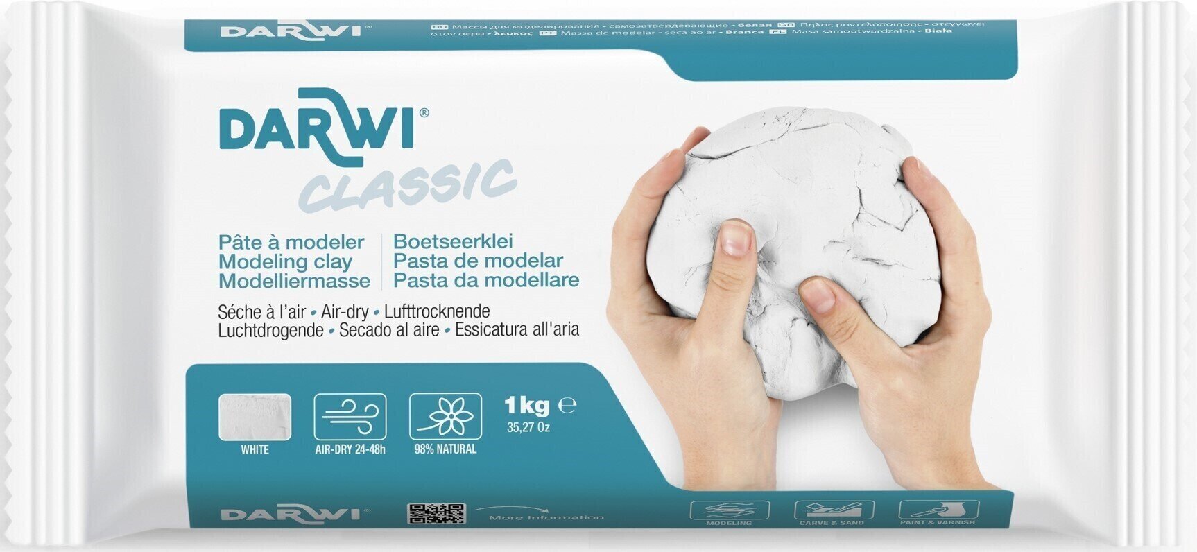 Samosušeča masa Darwi The Self-Hardening Modelling Clay Classic White 1000 g