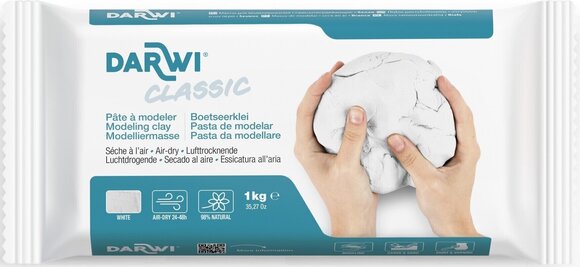 Argilă cu uscare la aer Darwi The Self-Hardening Modelling Clay Classic White 1000 g - 1