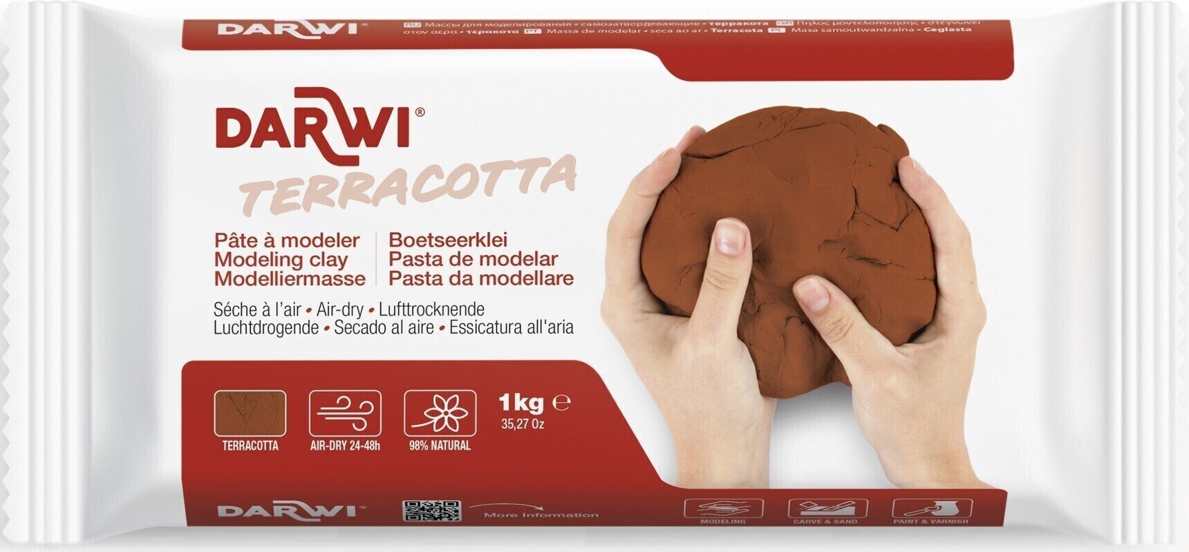 Självtorkande lera Darwi The Self-Hardening Modelling Clay Terracotta Självtorkande lera Terracotta 1000 g