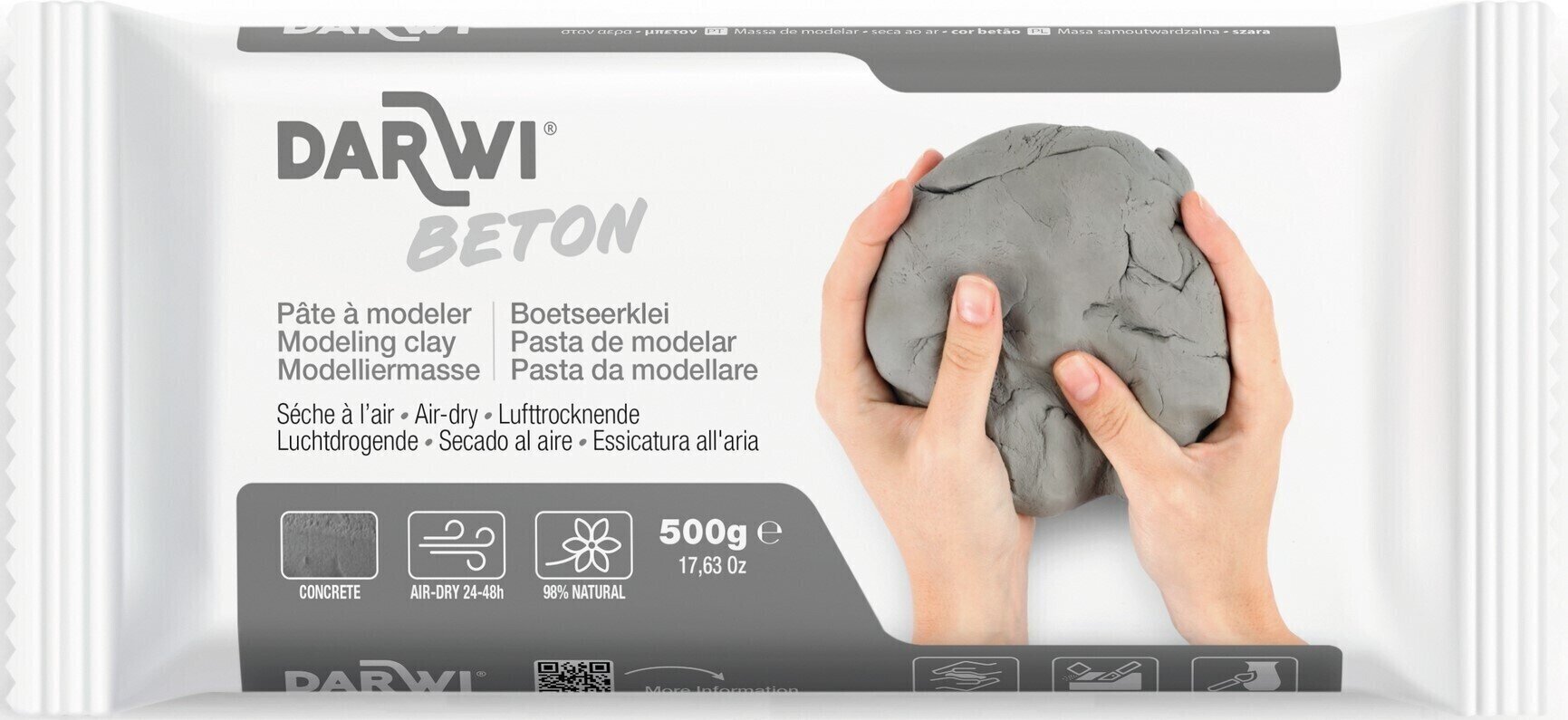 Levegőn száradó gyurma Darwi The Self-Hardening Modelling Clay Beton Levegőn száradó gyurma Beton 500 g