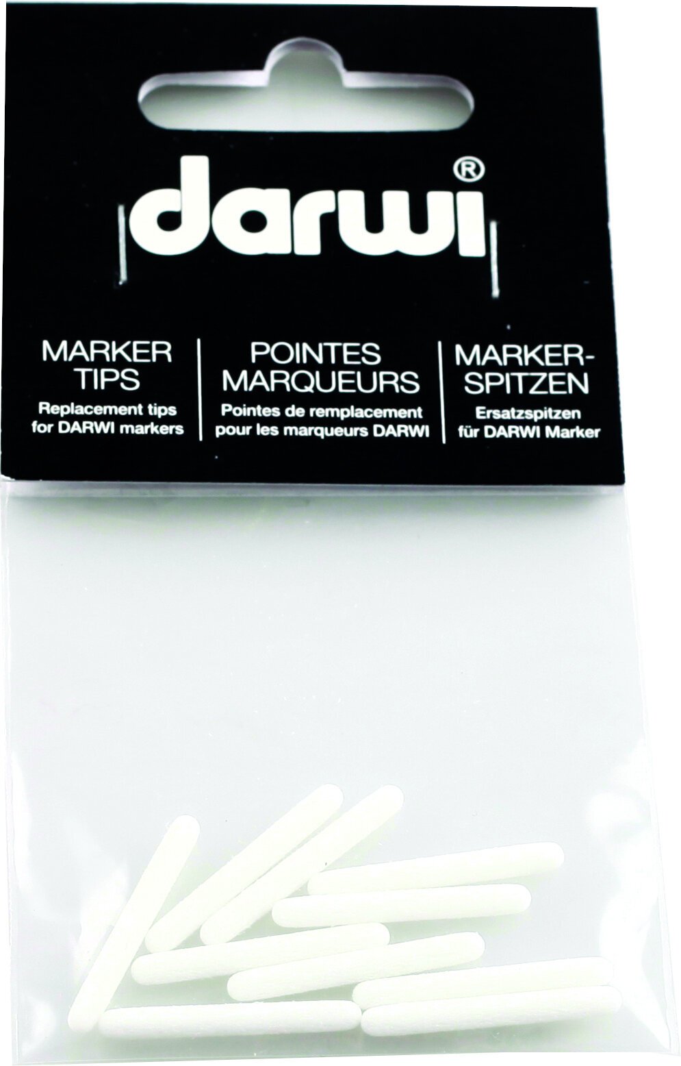 Flomaster Darwi Replacement Tips For Tex Fabric Glitter Marker White 10 kos.