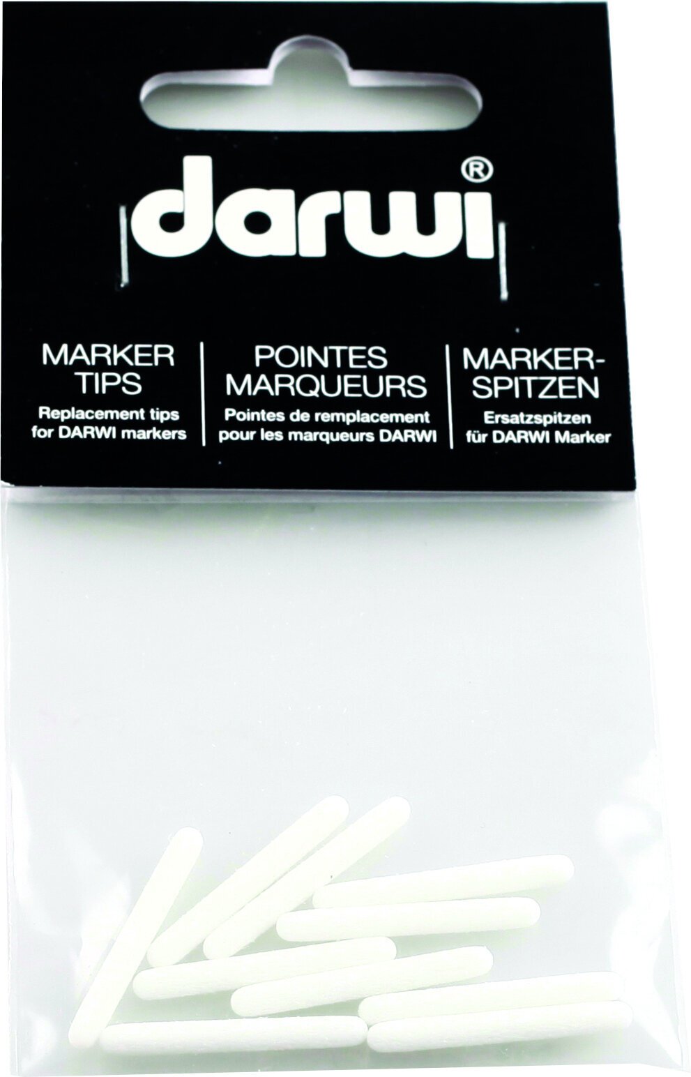 Feutre à point Darwi Replacement Tips For Tex Fabric Opak Marker White 10 pièces