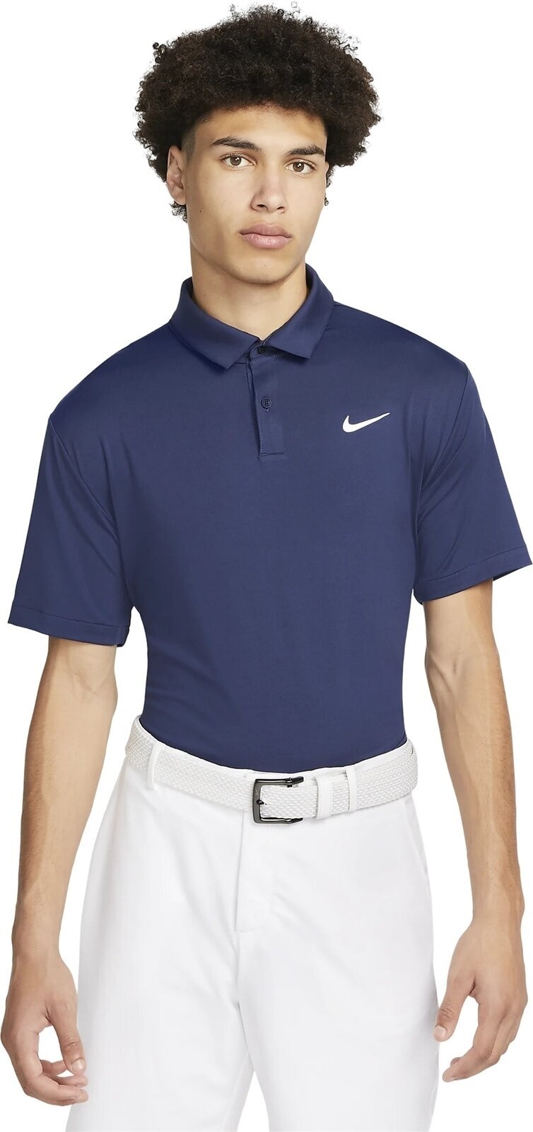 Nike Dri-Fit Tour Mens Solid Golf Polo Midnight Navy/White S