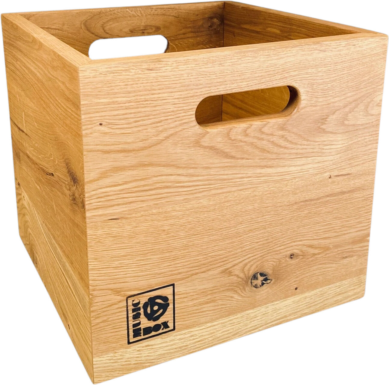 Škatla za vinilne plošče Music Box Designs Big Ten Inch Record Box- Oiled Oak 10 Inch Vinyl Record Storage
