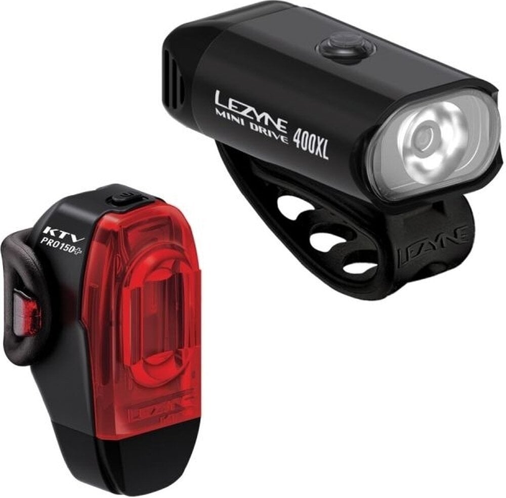 Luz para ciclismo Lezyne Mini Drive 400XL/KTV Drive Pro+ Pair Black/Black Front 400 lm / Rear 75 lm Traseira Luz para ciclismo