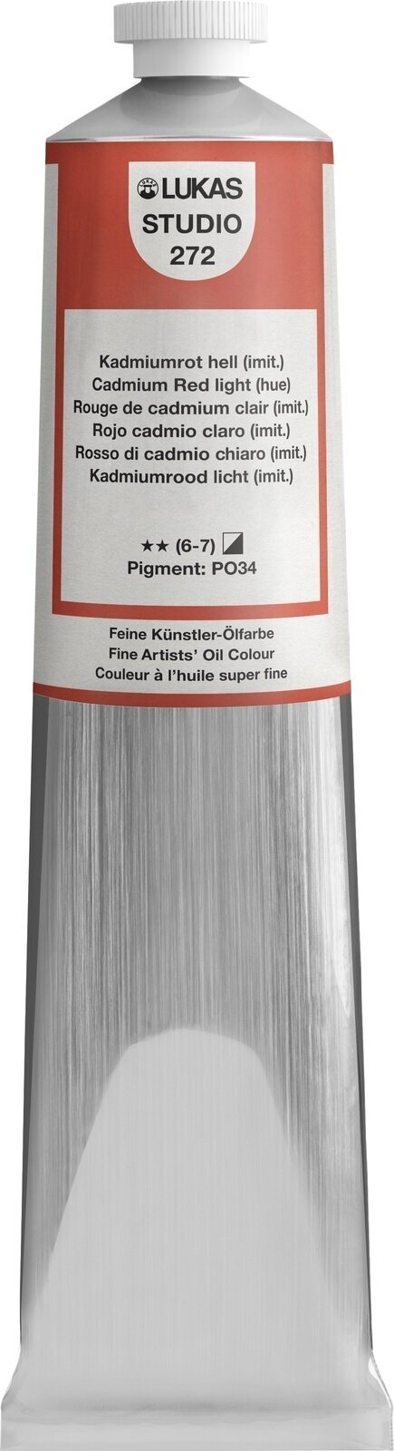 Cor de óleo Lukas Studio Oil Paint Aluminium Tube Tinta a óleo Cadmium Red Light Hue 200 ml 1 un.
