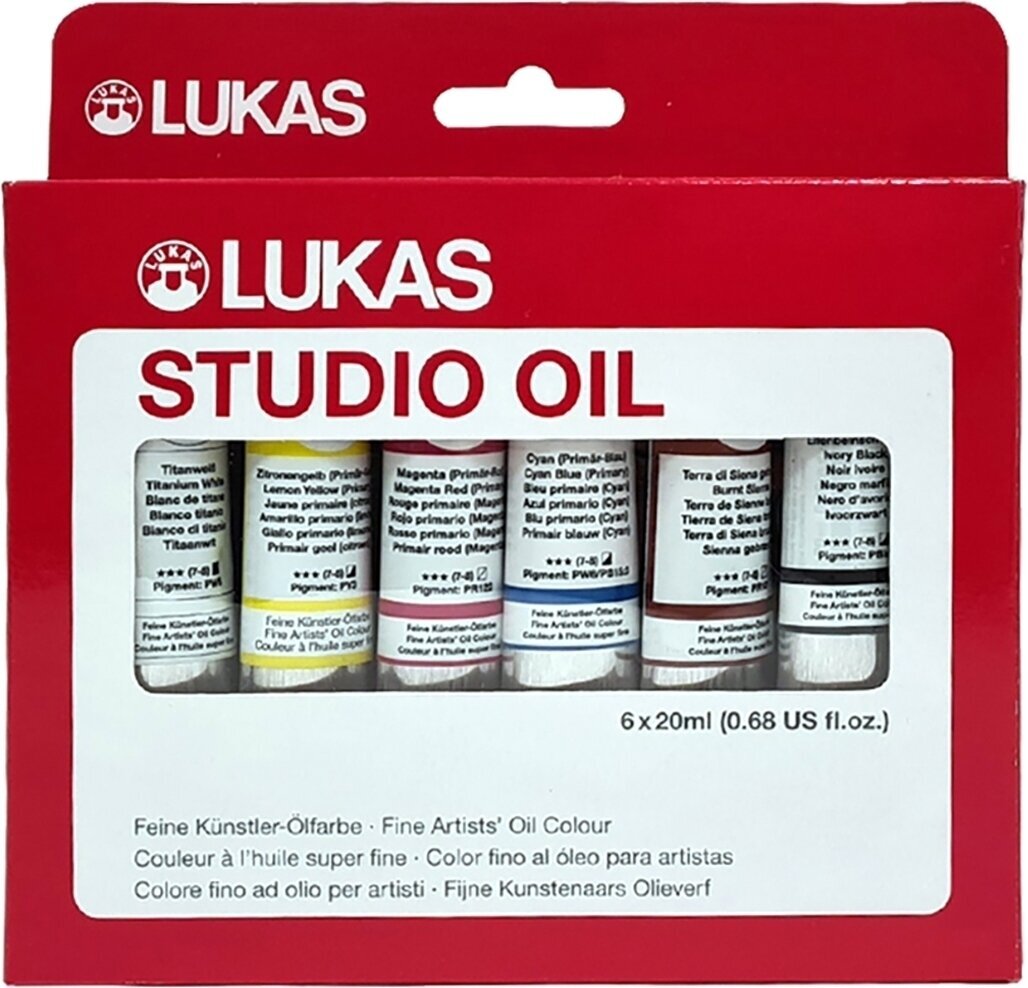 Peinture à l'huile Lukas Studio Oil Paint Cardboard Box Ensemble de peintures à l'huile 6 x 20 ml