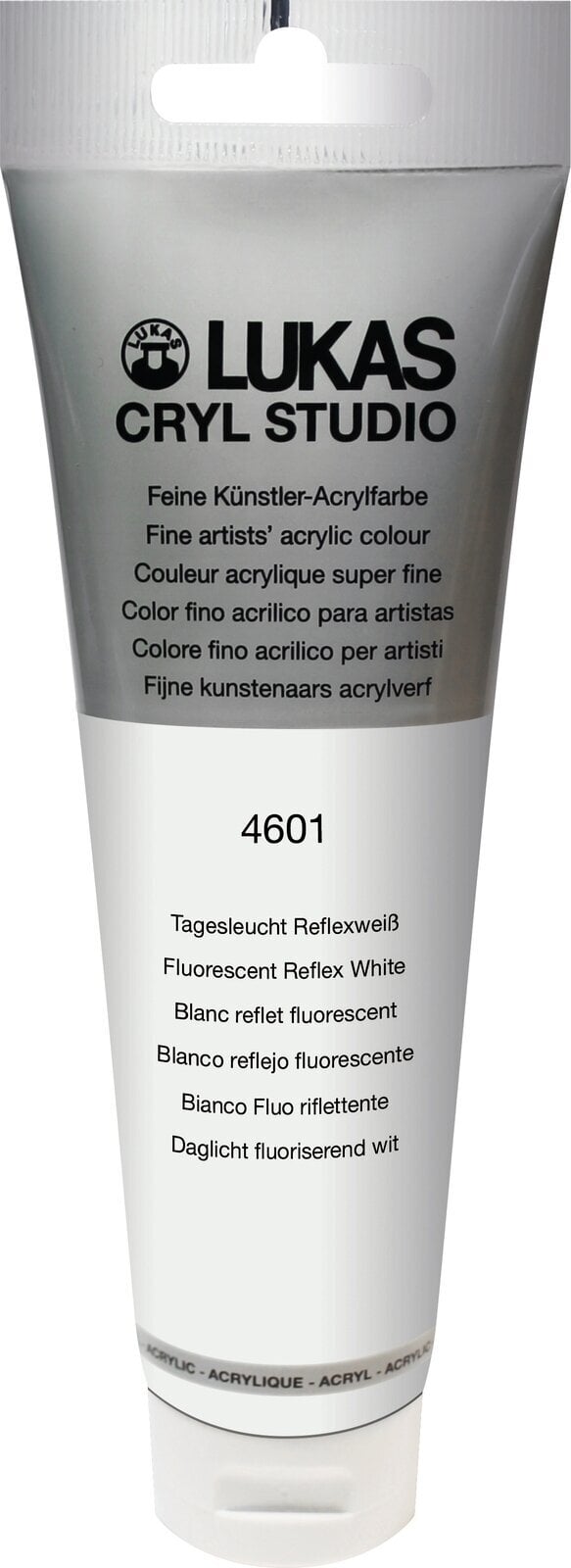 Culoare acrilică Lukas Cryl Studio Acrylic Paint Plastic Tube Vopsea acrilică Flourescent Reflex White 125 ml 1 buc