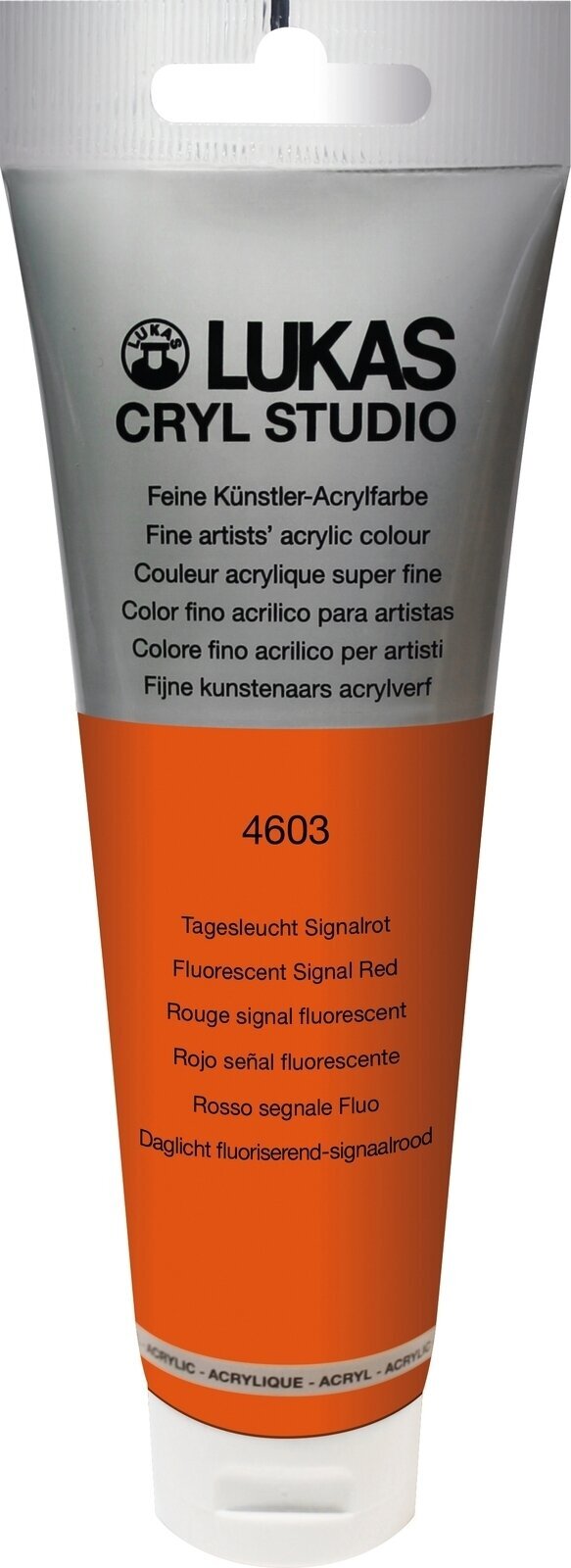 Culoare acrilică Lukas Cryl Studio Acrylic Paint Plastic Tube Vopsea acrilică Fluorescent Signal Red 125 ml 1 buc