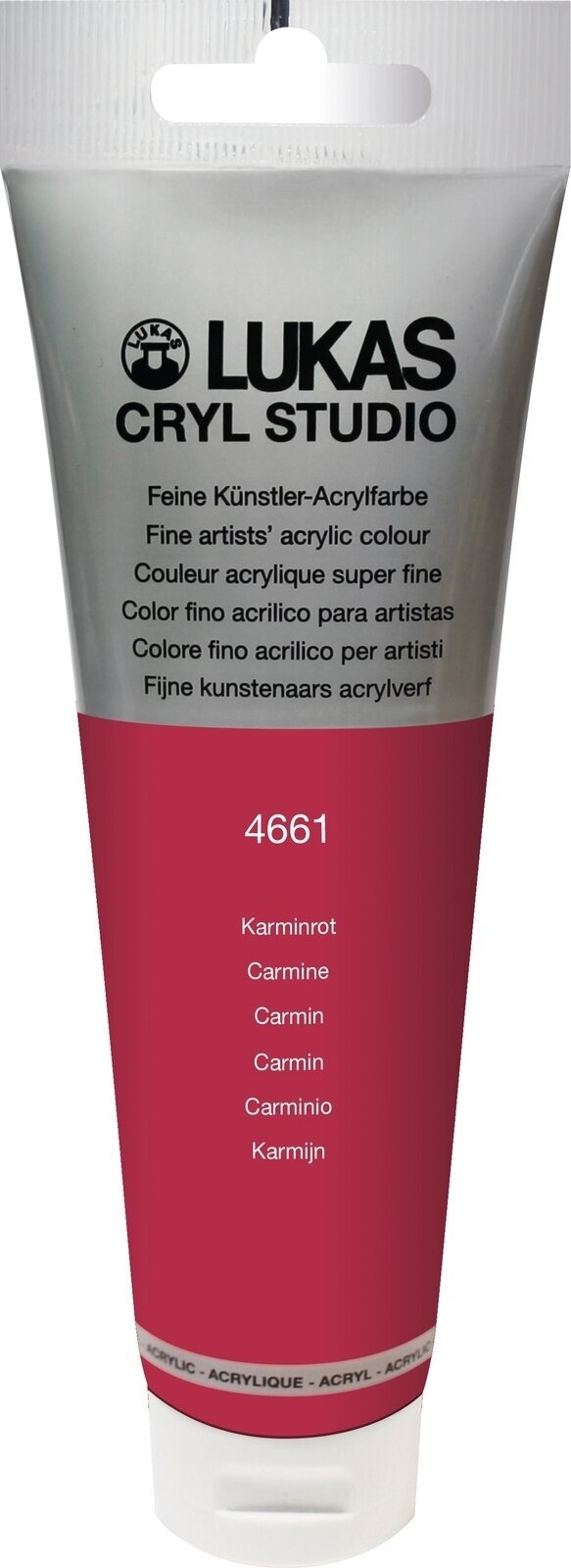 Culoare acrilică Lukas Cryl Studio Acrylic Paint Plastic Tube Vopsea acrilică Carmine 125 ml 1 buc