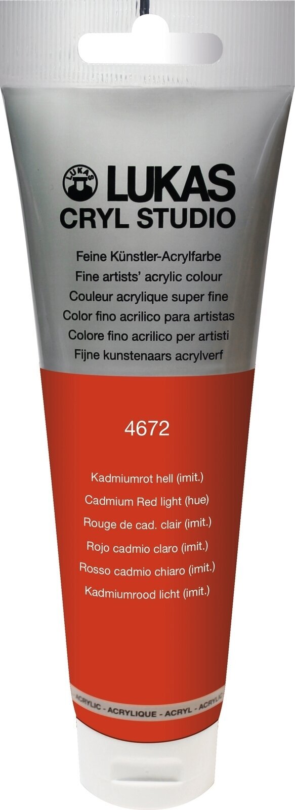 Tinta acrílica Lukas Cryl Studio Acrylic Paint Plastic Tube Tinta acrílica Cadmium Red Light Hue 125 ml 1 un.