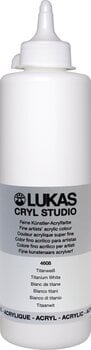 Culoare acrilică Lukas Cryl Studio Plastic Bottle Vopsea acrilică Alb Titanium 500 ml 1 buc - 1