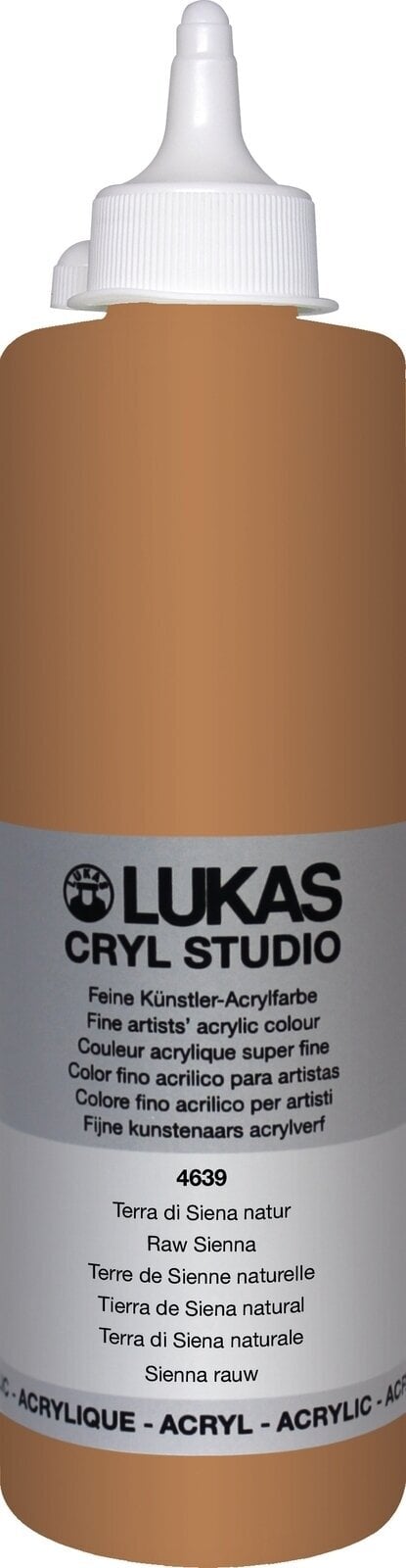 Peinture acrylique Lukas Cryl Studio Acrylic Paint Plastic Bottle Peinture acrylique Raw Sienna 500 ml 1 pc