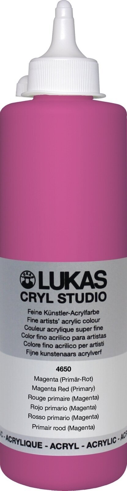 Culoare acrilică Lukas Cryl Studio Acrylic Paint Plastic Bottle Vopsea acrilică Magenta Red (Primary) 500 ml 1 buc