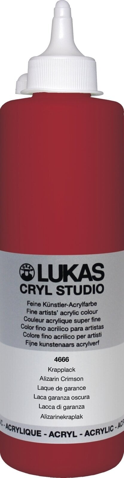 Peinture acrylique Lukas Cryl Studio Plastic Bottle Peinture acrylique Alizarin Crimson 500 ml 1 pc