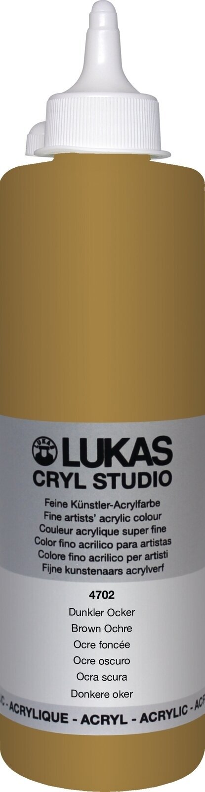 Peinture acrylique Lukas Cryl Studio Acrylic Paint Plastic Bottle Peinture acrylique Brown Ochre 500 ml 1 pc