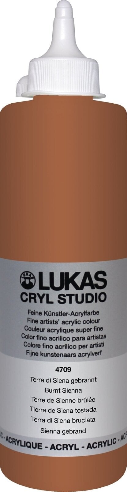 Colore acrilico Lukas Cryl Studio Acrylic Paint Plastic Bottle Colori acrilici Burnt Sienna 500 ml 1 pz