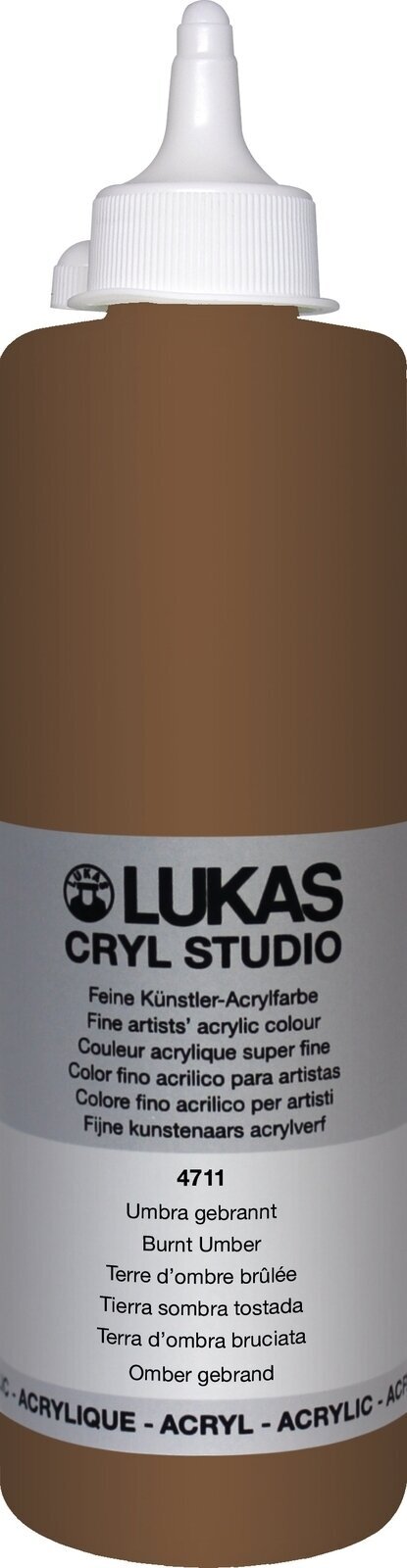 Acrylfarbe Lukas Cryl Studio Acrylic Paint Plastic Bottle Acrylfarbe Burnt Umber 500 ml 1 Stck
