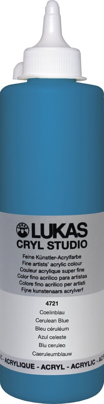 Colore acrilico Lukas Cryl Studio Acrylic Paint Plastic Bottle Colori acrilici Cerulean Blue 500 ml 1 pz