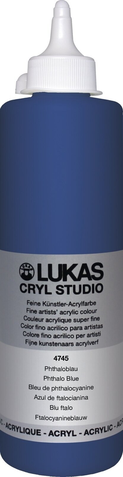 Peinture acrylique Lukas Cryl Studio Acrylic Paint Plastic Bottle Peinture acrylique Phthalo Blue 500 ml 1 pc