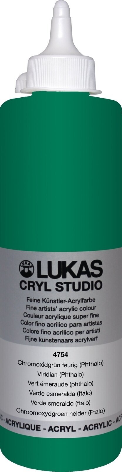 Peinture acrylique Lukas Cryl Studio Acrylic Paint Plastic Bottle Peinture acrylique Viridian (Phthalo) 500 ml 1 pc