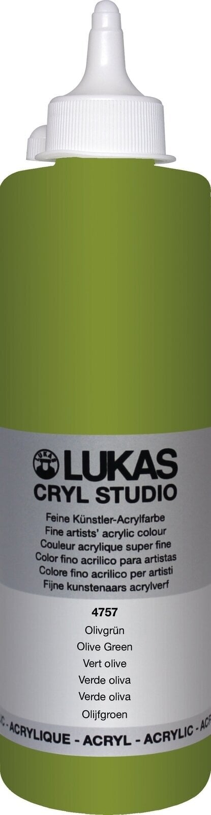 Acrylic Paint Lukas Cryl Studio Acrylic Paint Plastic Bottle Acrylic Paint Olive Green 500 ml 1 pc