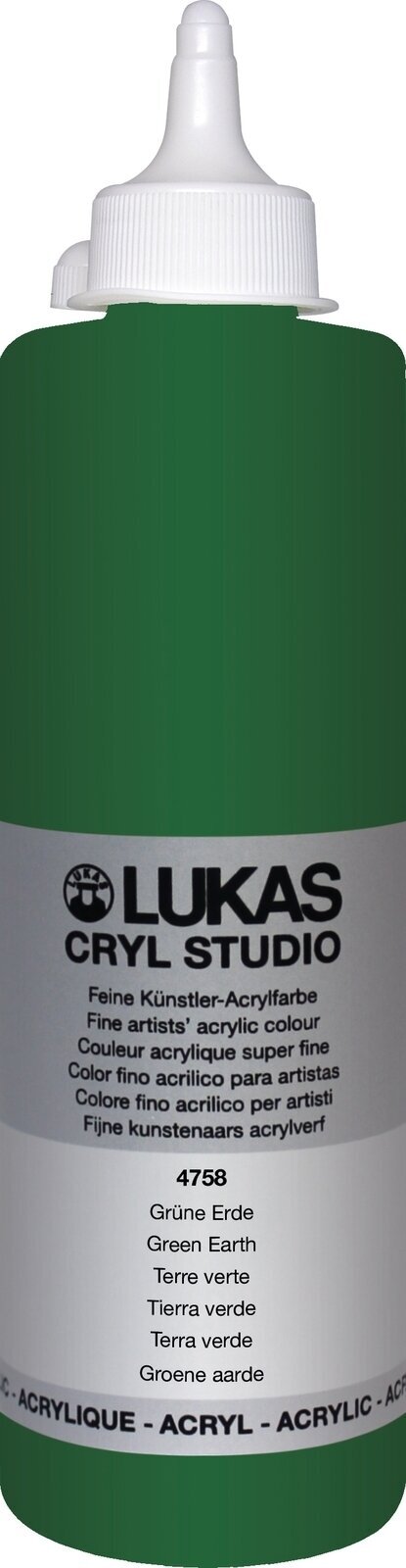 Acrylic Paint Lukas Cryl Studio Acrylic Paint Plastic Bottle Acrylic Paint Green Earth 500 ml 1 pc