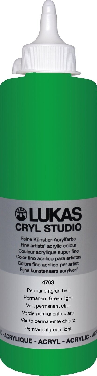 Peinture acrylique Lukas Cryl Studio Acrylic Paint Plastic Bottle Peinture acrylique Permanent Green Light 500 ml 1 pc