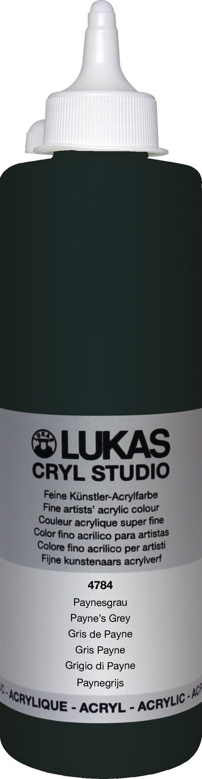 Culoare acrilică Lukas Cryl Studio Acrylic Paint Plastic Bottle Vopsea acrilică Payne's Grey 500 ml 1 buc