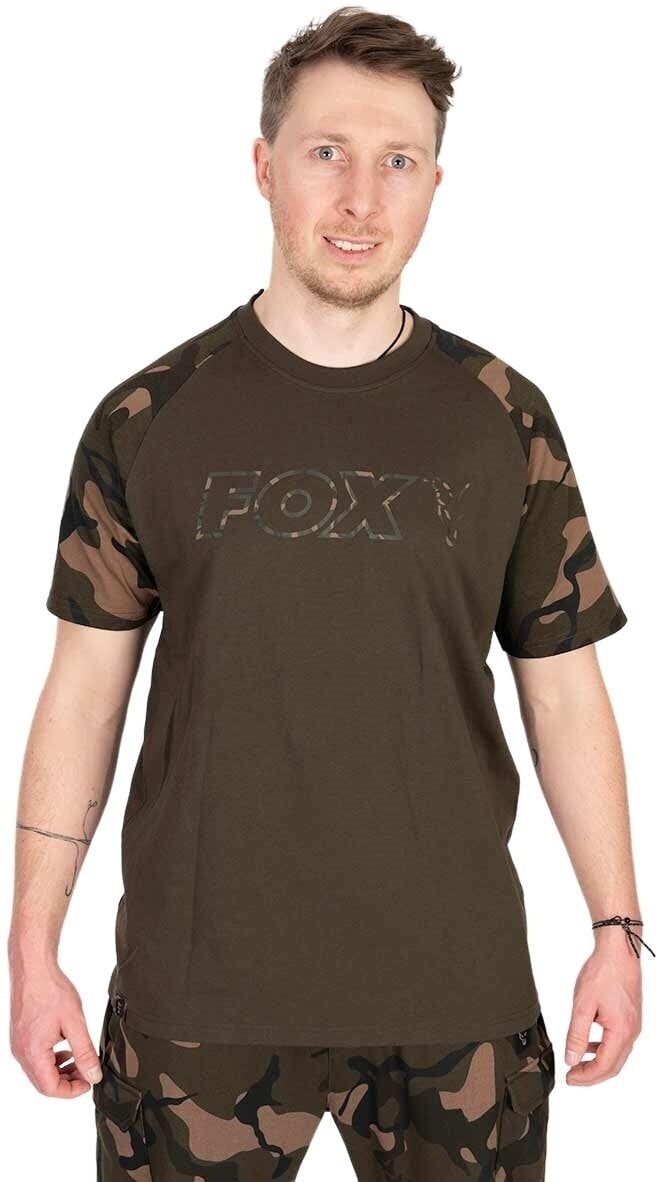 Horgászpóló Fox Horgászpóló Khaki/Camo Outline T-Shirt - M