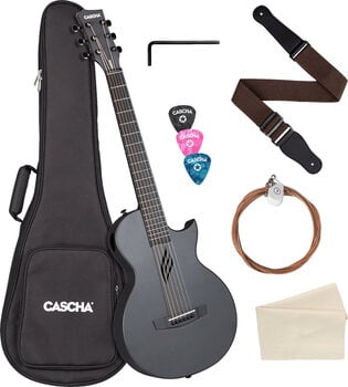 Akustická gitara Cascha Carbon Fibre Acoustic Guitar Black Matte - 1