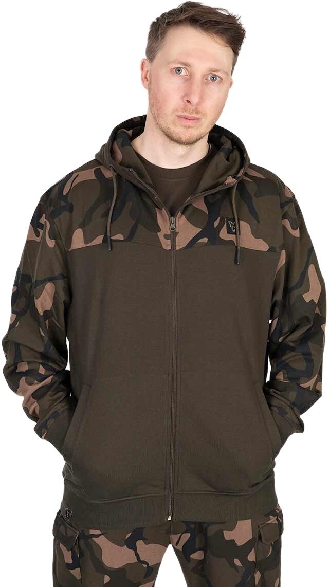 Huppari Fox Huppari LW Khaki/Camo Split Zip Hoody - S