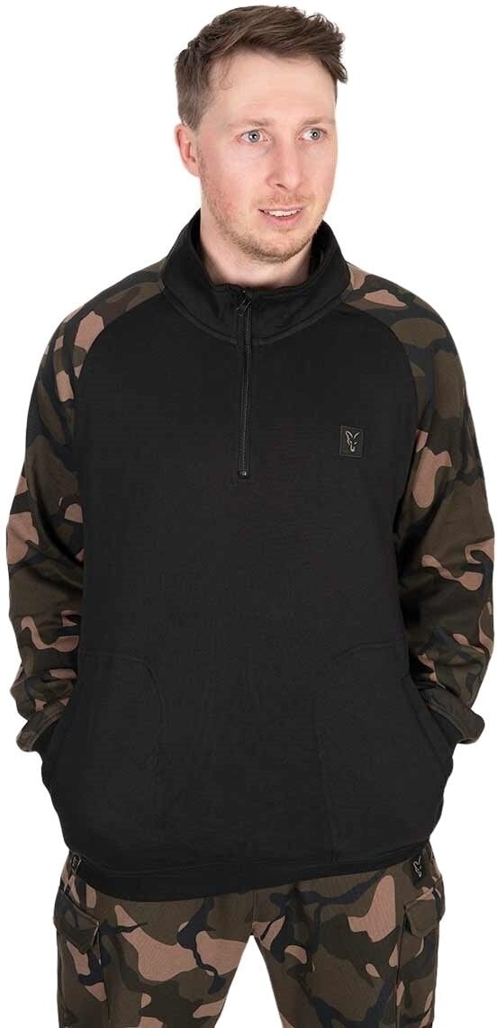 Horgászpulóver Fox Horgászpulóver LW Black/Camo Qtr Zip - M