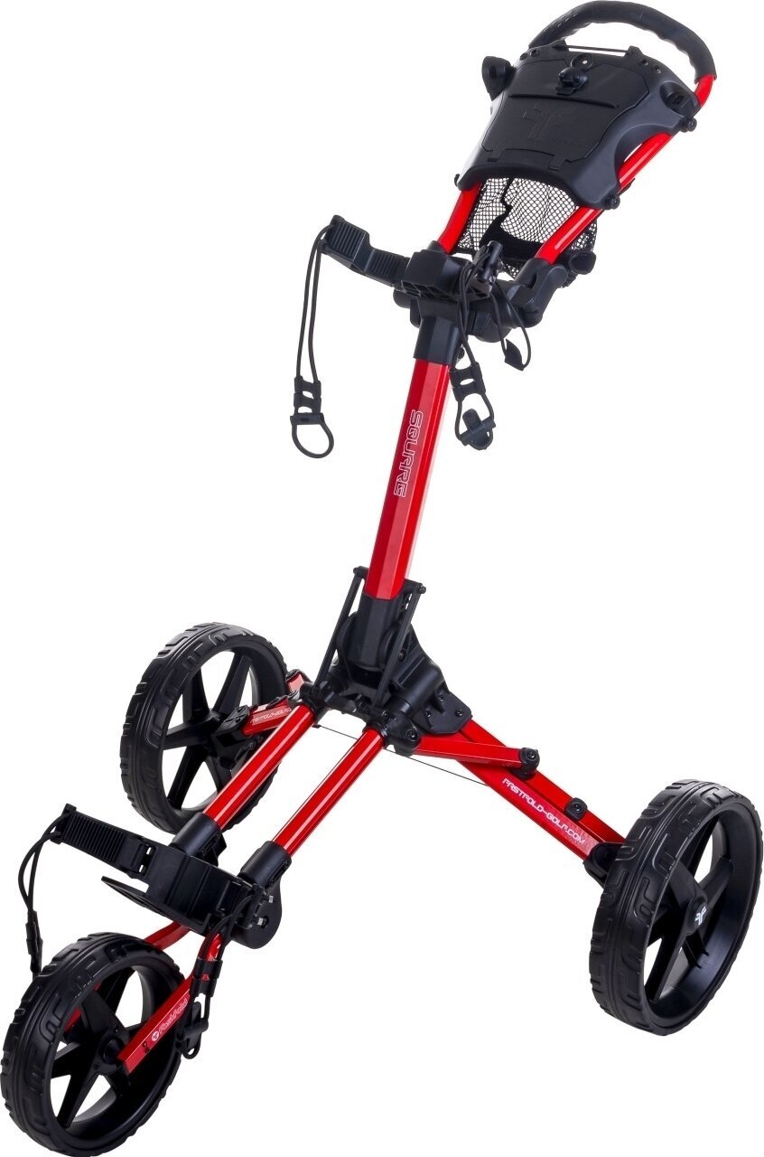 Ročni voziček za golf Fastfold Square Red/Black Ročni voziček za golf