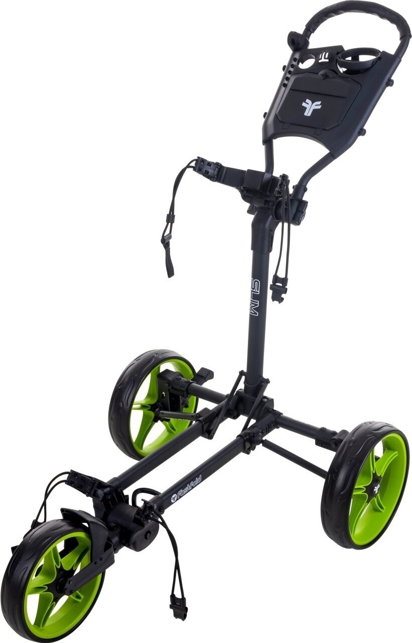 Manuální golfové vozíky Fastfold Slim Charcoal/Green Manuální golfové vozíky