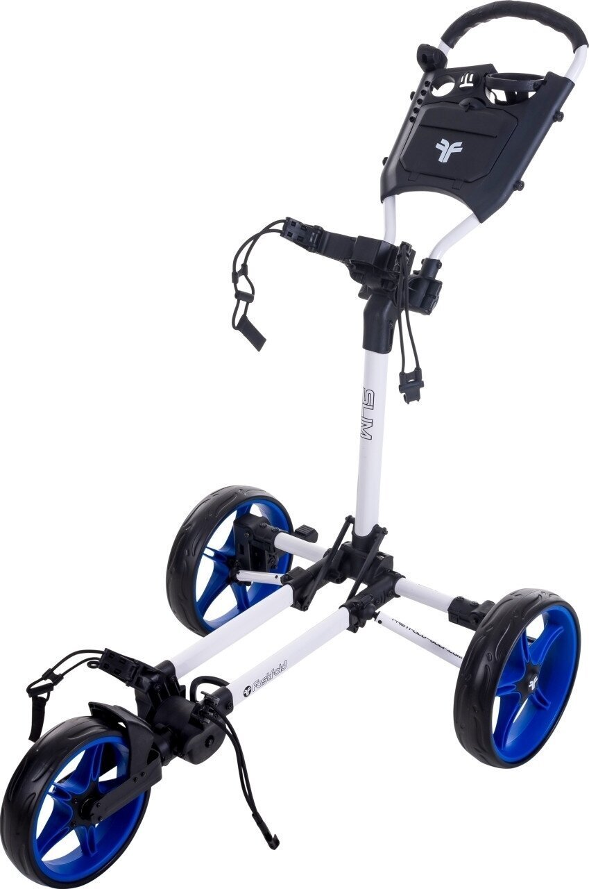 Manuální golfové vozíky Fastfold Slim White/Cobalt Manuální golfové vozíky