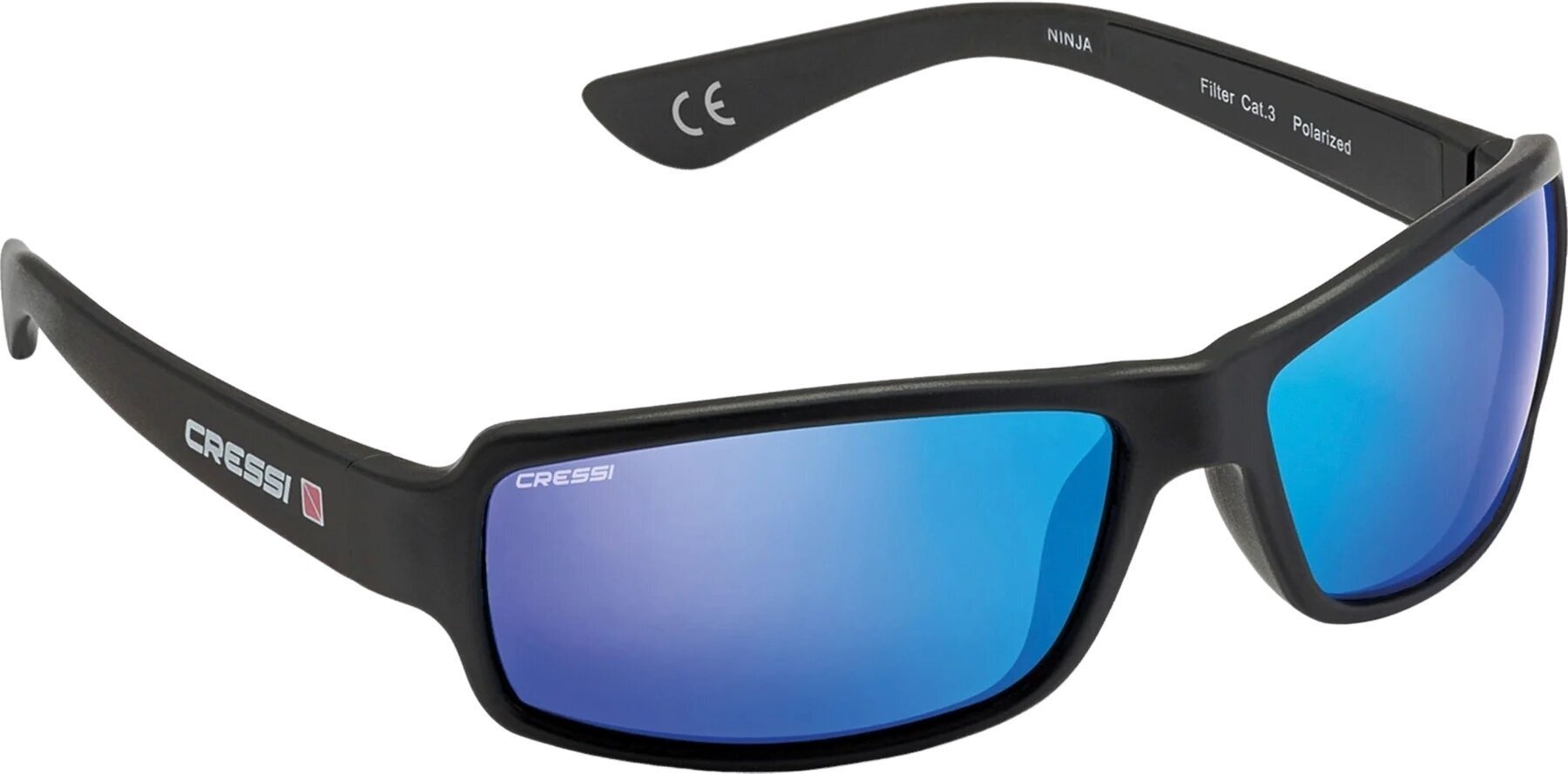 Sonnenbrille fürs Segeln Cressi Ninja Black/Blue/Mirrored Sonnenbrille fürs Segeln